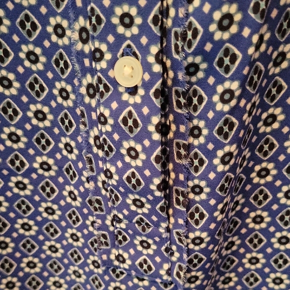 LOFT Blue Sleeveless Blouse with Mandarin Collar - Picture 10 of 10